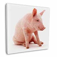 Cute Pink Pig Square Canvas 12"x12" Wall Art Picture Print