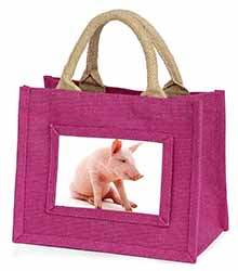 Cute Pink Pig Little Girls Small Pink Jute Shopping Bag