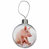 Cute Pink Pig Christmas Bauble