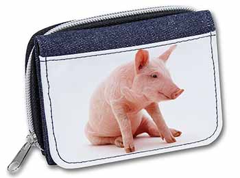 Cute Pink Pig Unisex Denim Purse Wallet