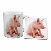 Cute Pink Pig Mug and Coaster Set