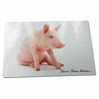 Large Glass Cutting Chopping Board Cute Pink Pig 