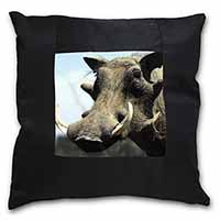 Wart Hog-African Pig Black Satin Feel Scatter Cushion