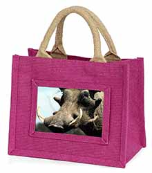 Wart Hog-African Pig Little Girls Small Pink Jute Shopping Bag