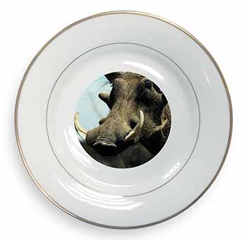 Wart Hog-African Pig Gold Rim Plate Printed Full Colour in Gift Box