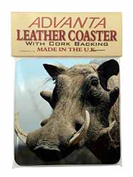 Wart Hog-African Pig Single Leather Photo Coaster