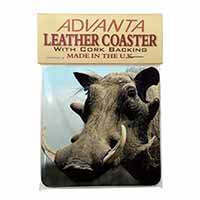 Wart Hog-African Pig Single Leather Photo Coaster