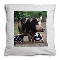 Mother and Piglets Soft White Velvet Feel Scatter Cushion