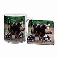 Mother and Piglets Mug and Coaster Set