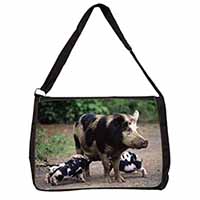 Mother and Piglets Large Black Laptop Shoulder Bag School/College