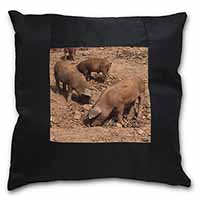 New Baby Pigs Black Satin Feel Scatter Cushion