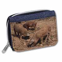 New Baby Pigs Unisex Denim Purse Wallet