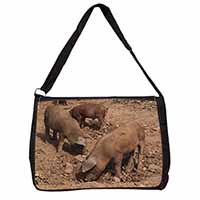 New Baby Pigs Large Black Laptop Shoulder Bag School/College