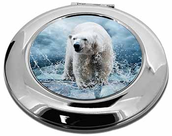 Polar Bear on Ice Water Make-Up Round Compact Mirror