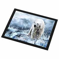 Polar Bear on Ice Water Black Rim High Quality Glass Placemat