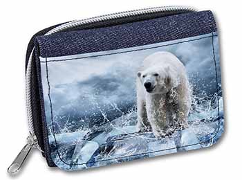 Polar Bear on Ice Water Unisex Denim Purse Wallet