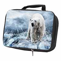 Polar Bear on Ice Water Black Insulated School Lunch Box/Picnic Bag