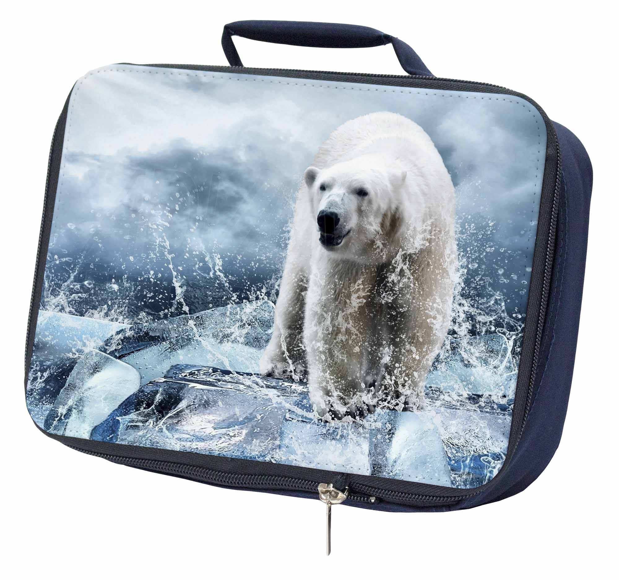 Polar Bear on Ice Water Navy Insulated School Lunch Box Bag, APB-1LBN ...