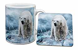 Polar Bear on Ice Water Mug and Coaster Set