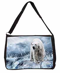 Polar Bear on Ice Water Large Black Laptop Shoulder Bag School/College