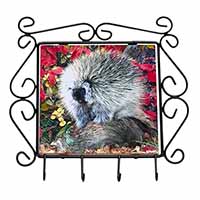 Porcupine Wildlife Print Wrought Iron Key Holder Hooks