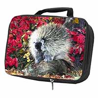 Porcupine Wildlife Print Black Insulated School Lunch Box/Picnic Bag