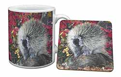 Porcupine Wildlife Print Mug and Coaster Set