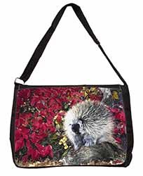 Porcupine Wildlife Print Large Black Laptop Shoulder Bag School/College