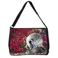 Porcupine Wildlife Print Large Black Laptop Shoulder Bag School/College