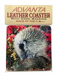 Porcupine Wildlife Print Single Leather Photo Coaster