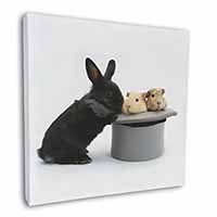 Rabbit and Guinea Pigs in Top Hat Square Canvas 12"x12" Wall Art Picture Print