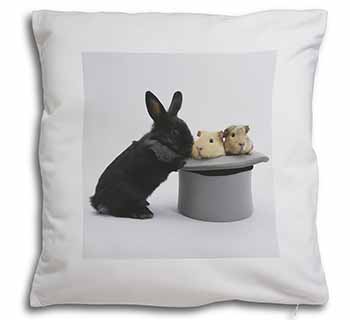 Rabbit and Guinea Pigs in Top Hat Soft White Velvet Feel Scatter Cushion