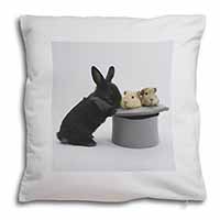 Rabbit and Guinea Pigs in Top Hat Soft White Velvet Feel Scatter Cushion