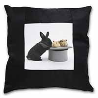 Rabbit and Guinea Pigs in Top Hat Black Satin Feel Scatter Cushion