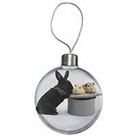 Rabbit and Guinea Pigs in Top Hat Christmas Bauble