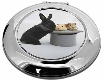 Rabbit and Guinea Pigs in Top Hat Make-Up Round Compact Mirror