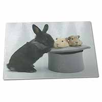 Large Glass Cutting Chopping Board Rabbit and Guinea Pigs in Top Hat