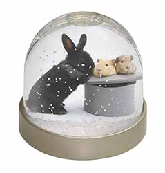 Rabbit and Guinea Pigs in Top Hat Snow Globe Photo Waterball