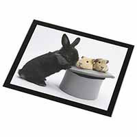 Rabbit and Guinea Pigs in Top Hat Black Rim High Quality Glass Placemat