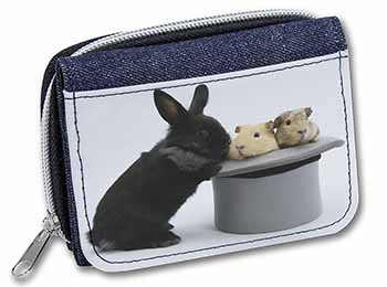 Rabbit and Guinea Pigs in Top Hat Unisex Denim Purse Wallet