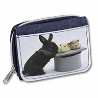 Rabbit and Guinea Pigs in Top Hat Unisex Denim Purse Wallet