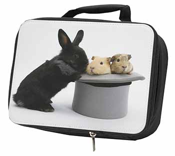 Rabbit and Guinea Pigs in Top Hat Black Insulated School Lunch Box/Picnic Bag