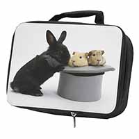 Rabbit and Guinea Pigs in Top Hat Black Insulated School Lunch Box/Picnic Bag