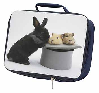 Rabbit and Guinea Pigs in Top Hat Navy Insulated School Lunch Box/Picnic Bag