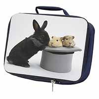 Rabbit and Guinea Pigs in Top Hat Navy Insulated School Lunch Box/Picnic Bag