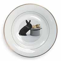 Rabbit and Guinea Pigs in Top Hat Gold Rim Plate Printed Full Colour in Gift Box