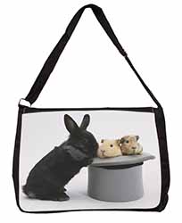 Rabbit and Guinea Pigs in Top Hat Large Black Laptop Shoulder Bag School/College