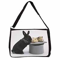 Rabbit and Guinea Pigs in Top Hat Large Black Laptop Shoulder Bag School/College