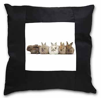 Cute Rabbits Black Satin Feel Scatter Cushion