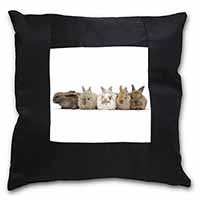 Cute Rabbits Black Satin Feel Scatter Cushion